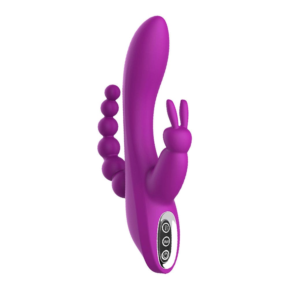 Hapmen - Clitoris Stimulation Vibrator 3-in-1 G-Spot Rabbit Anal Dildo Vibrator