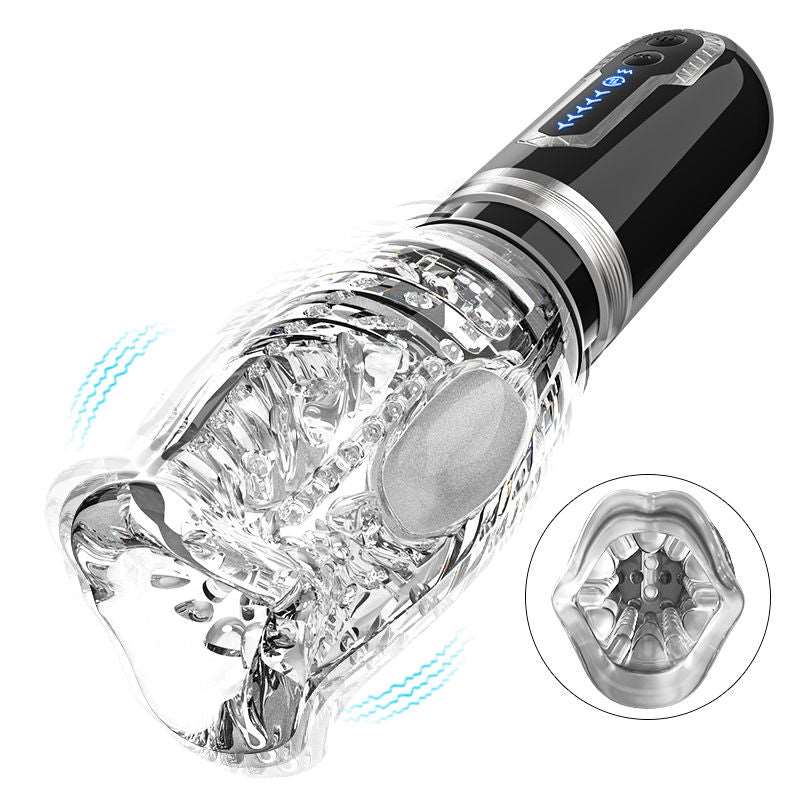 Hapmen - Gawk Gawk 6000 Amber 5.0 Double Egg Vibrators 5 Thrusting 7 Vibrating Oral Sex Handheld Male Masturbation Cup