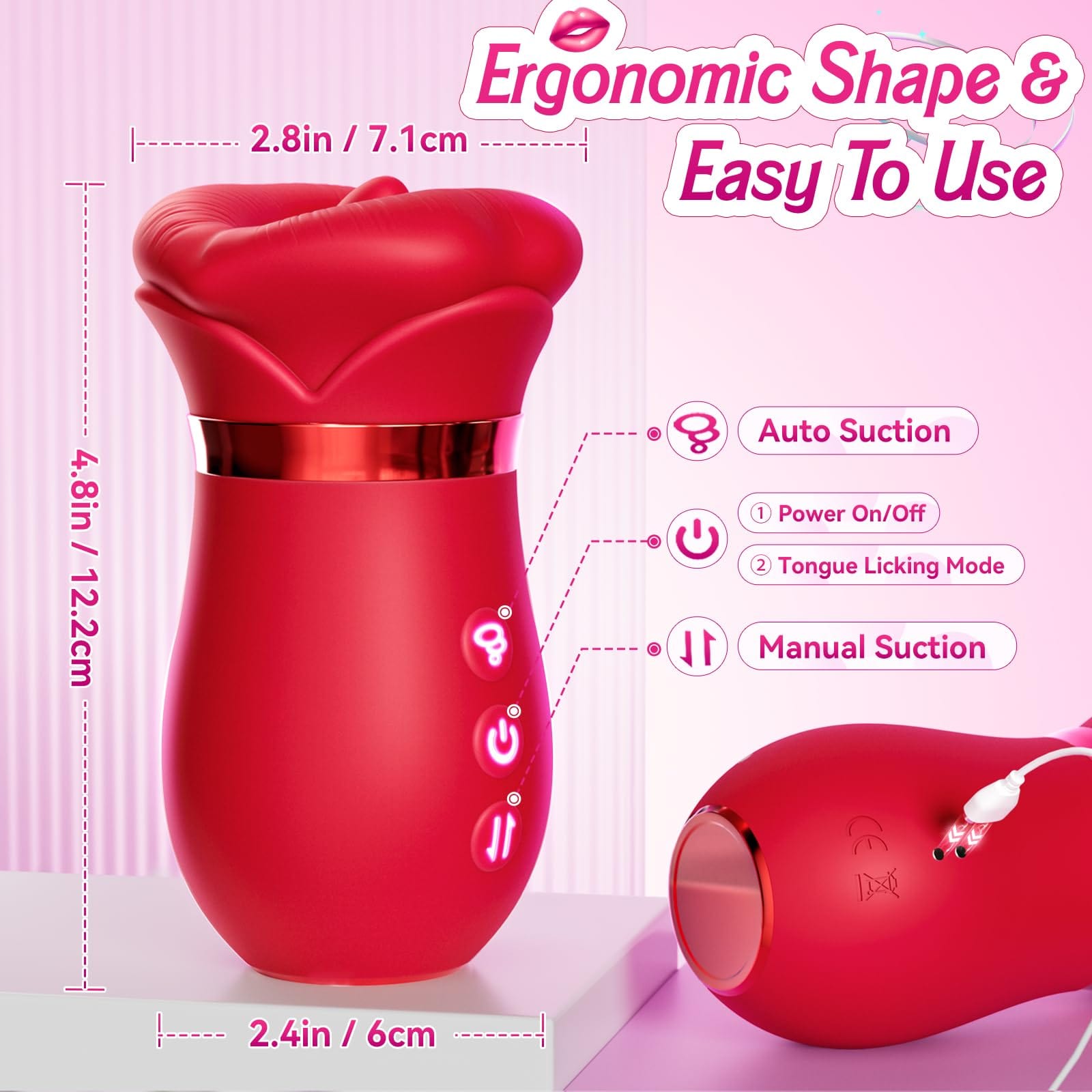 Hapmen - 4IN1 Mouth Sucking Vibrator Rose Sex Toy