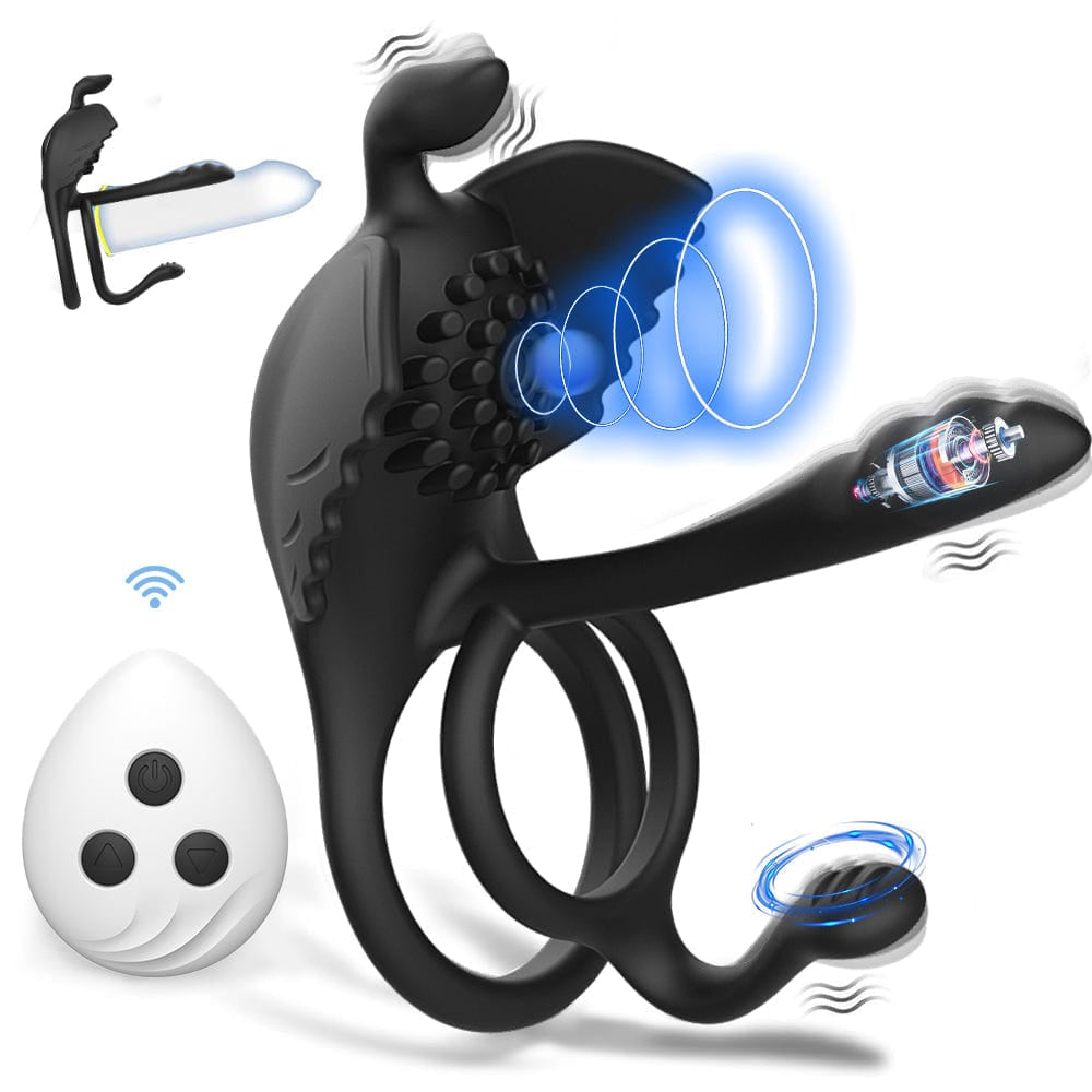 Hapmen - Penis Vibrating Ring Cock 3 in 1 Massage Delayed Ejaculation Citoral Stimulator Flirt Masturbation