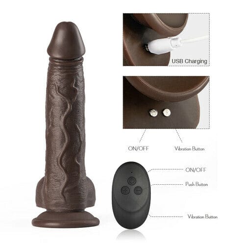 6.7‘’ Hapmen - K05 Emulated Black Coffee Masculine Wireless Telescopic Rotating Vibrating Rod