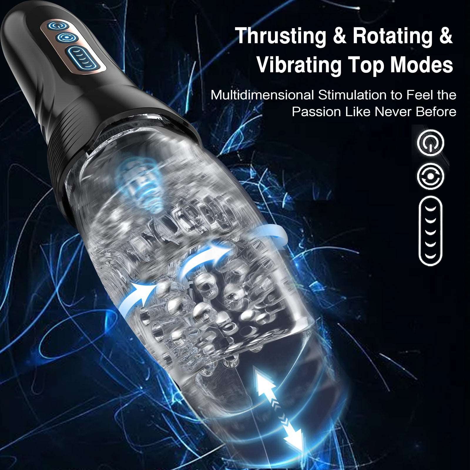 Hapmen - 3.0 Version Male Rose Thrusting Rotating And Vibrating Oral Sex Masturbation Cup