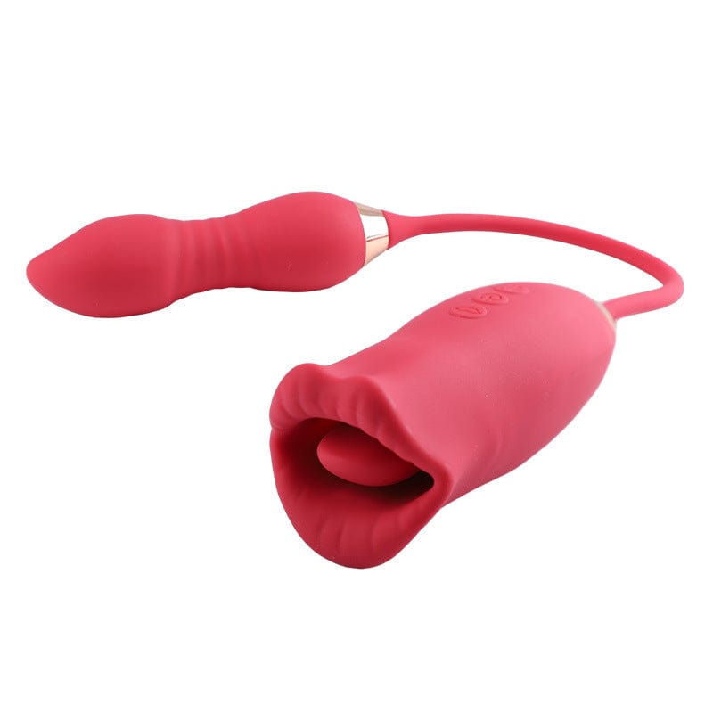 Hapmen - Rose Muncher Scarlet Rose kiss 3-in-1 Bitting &amp; Thrusting Vibrator
