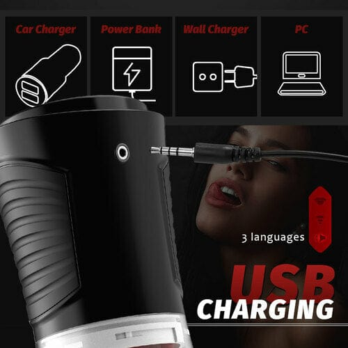 Hapmen - 4 Sucking Modes Penis Cup 7 Tongue Licking Male Masturbator Cup