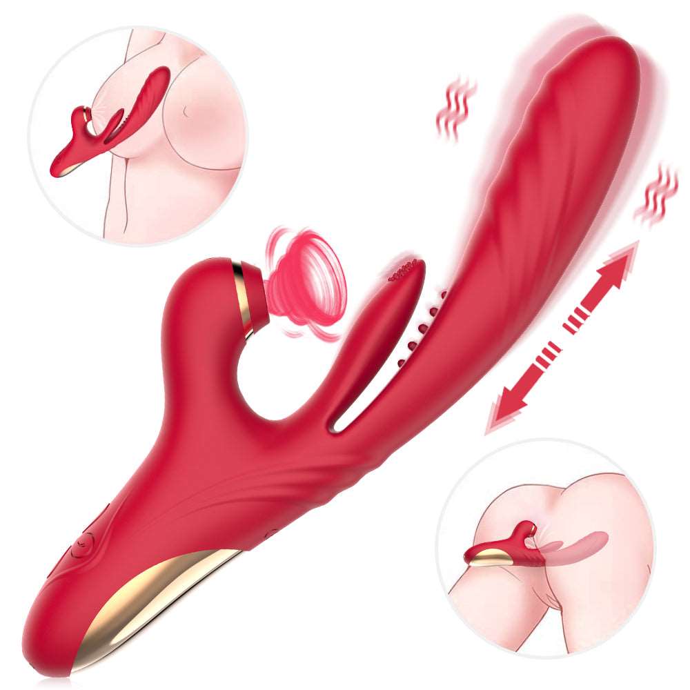 Hapmen - 3 in 1 Suction &amp; Thrusting Vibrator With Tongue For Clitoris &amp; G-spot