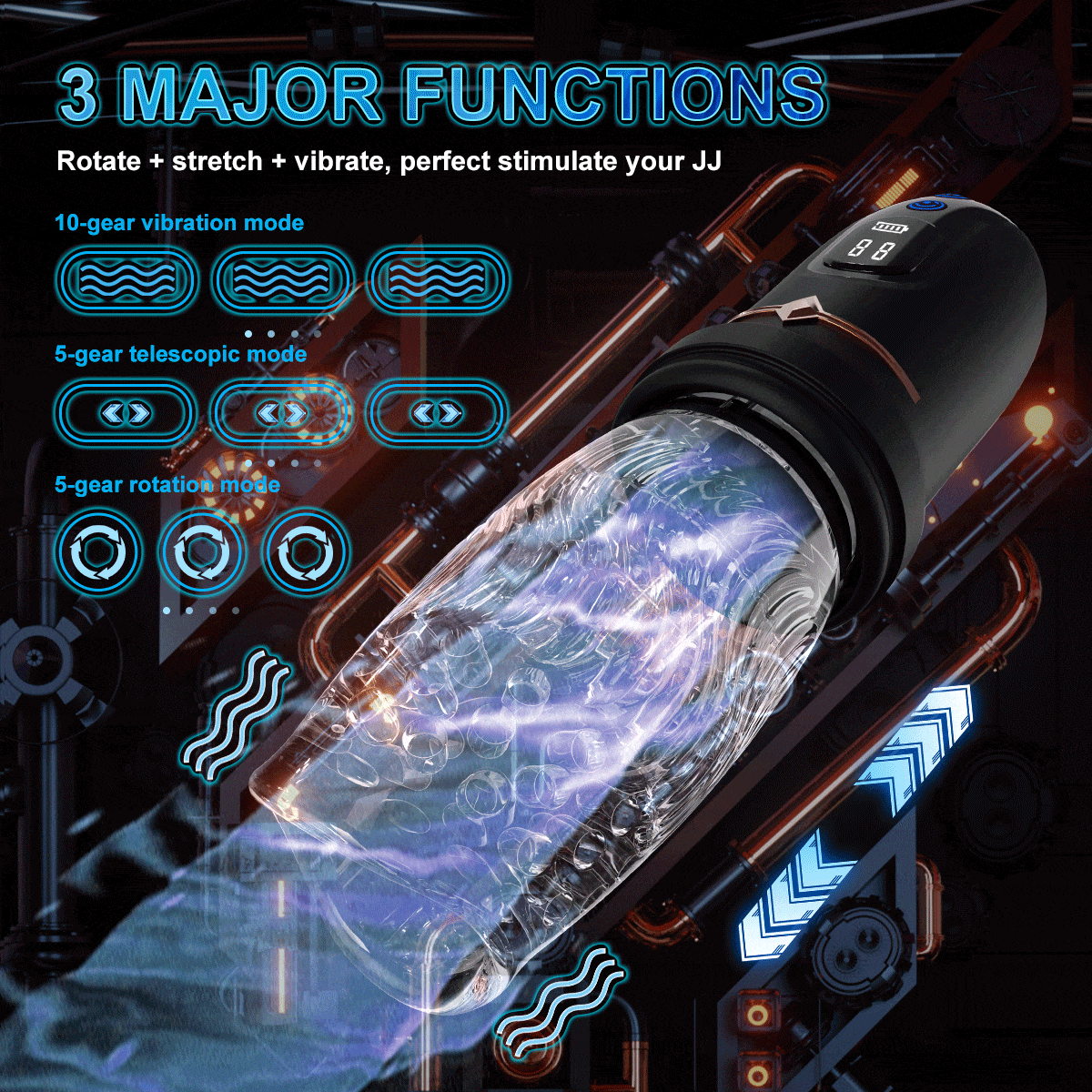 Hapmen - 4.0 Version Male Rose Toy Thrusting Rotating Vibrating Oral Sex Penis Stroker