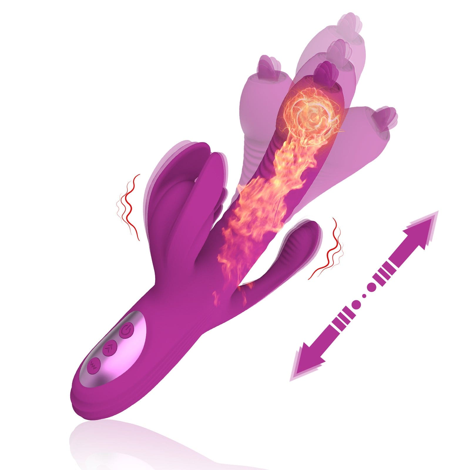 Hapmen -Trident 4-in-1 Heating Telescopic Swinging Tongue-licking Vibrator