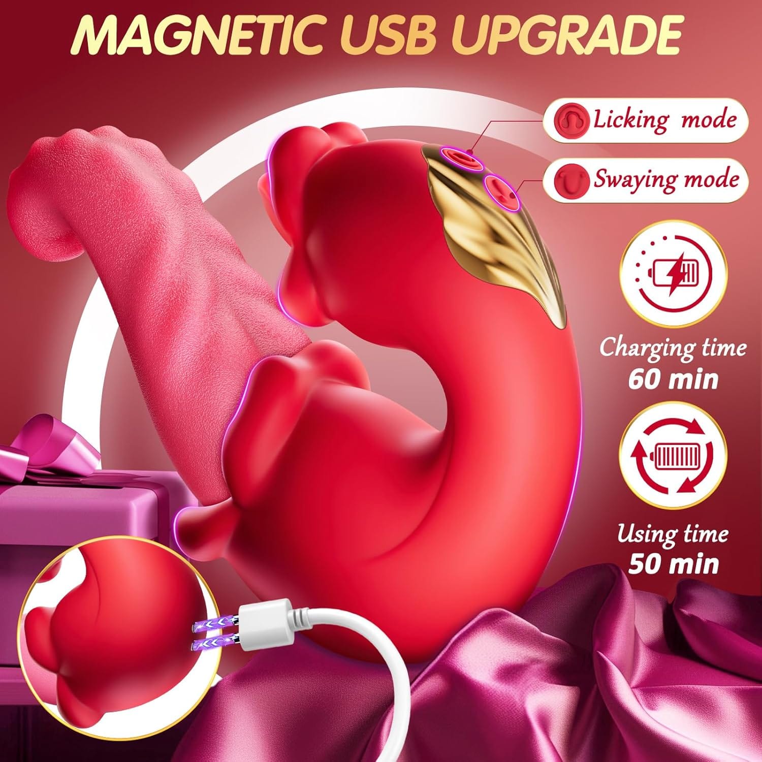 3 in 1 Tongue Thrusting Vibrators Dildo with 10 Licking Clitoral &amp; Swing Mode